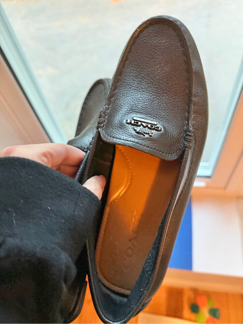 Coach Mary Lock Up Pebble Leather Loafers Womens 7.5 Black Slip On Flats - Picture 8 of 9